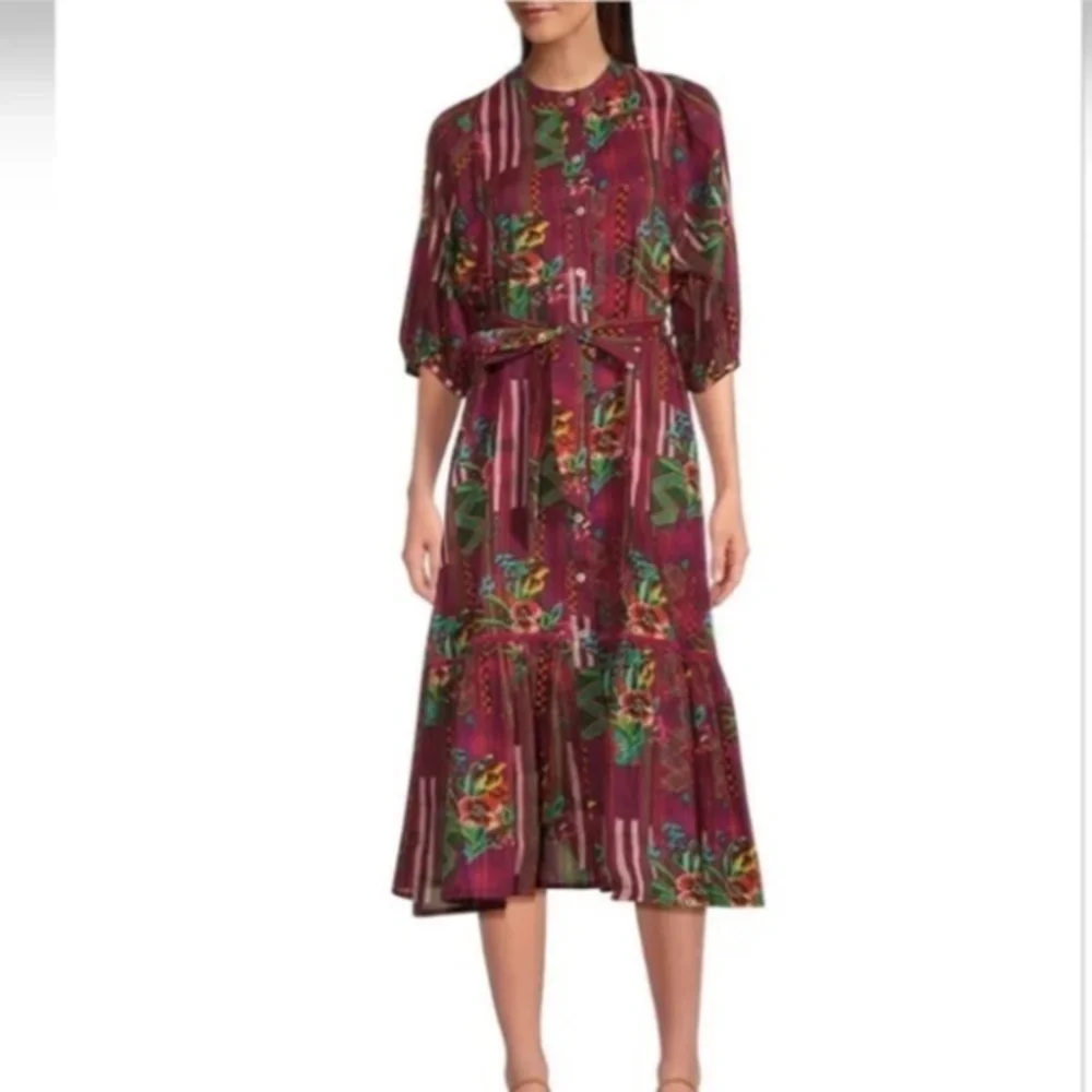 roberta freymann silk dress Ro's Garden Campeche Flirty Midi Dress Roberta Freymann